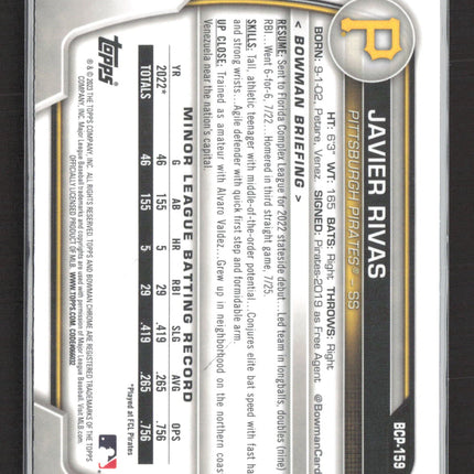2023 Bowman Chrome Javier Rivas #BCP-159 Mojo Refractor