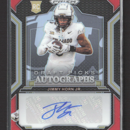 2025 Panini Prizm Draft Picks Jimmy Horn Jr. #DPA-JHJ Red 036/399 RC Auto