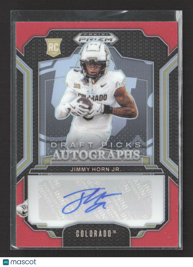 2025 Panini Prizm Draft Picks Jimmy Horn Jr. #DPA-JHJ Red 036/399 RC Auto