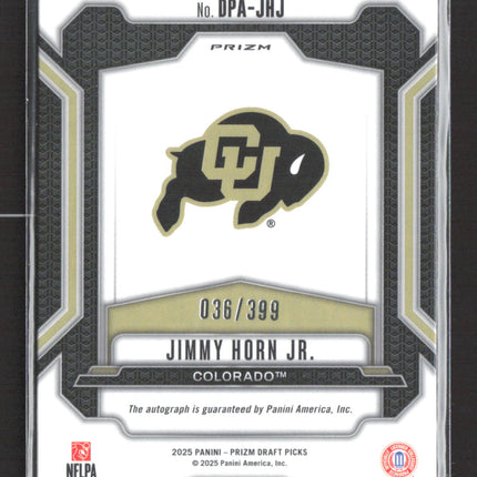2025 Panini Prizm Draft Picks Jimmy Horn Jr. #DPA-JHJ Red 036/399 RC Auto