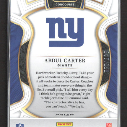 2026 Panini Select Prizm Abdul Carter #95 Concourse RC 060/149
