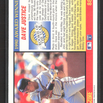 1991 Score Dave Justice #880