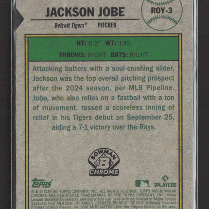 2025 Bowman Chrome Rookie of the Year Favorites Jackson Jobe #ROY-3 RC