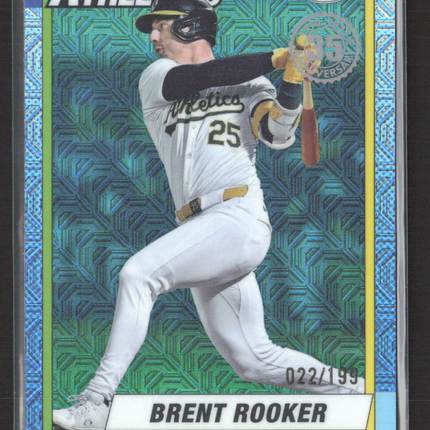 2025 Topps Chrome Silver Pack Mojo Refractor Brent Rooker #T90C-105 Blue 022/199