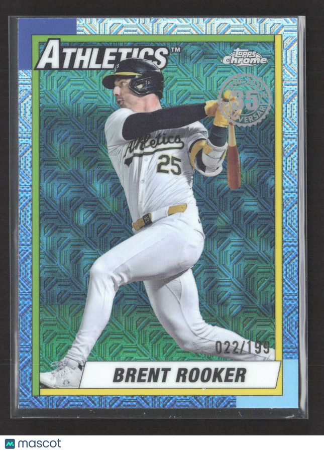 2025 Topps Chrome Silver Pack Mojo Refractor Brent Rooker #T90C-105 Blue 022/199