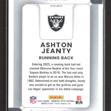 2025 Panini Donruss Optic Prizm Ashton Jeanty #RPBH-AJY jersey