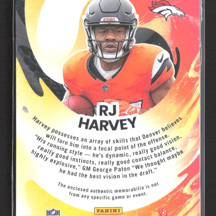 2025 Panini Donruss Optic Prizm First Year Fresh RJ Harvey #FYFBH-RHY RC Jersey