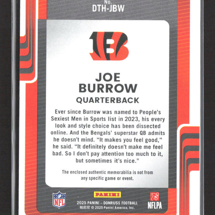 2025 Panini Donruss Threads Joe Burrow #DTH-JBW Jersey