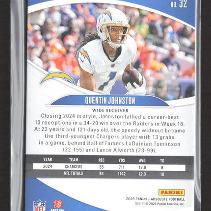 2025 Panini Absolute Football Quentin Johnston #32 Blue 07/50