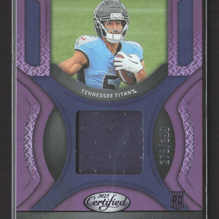 2025 Panini Certified New Generation Elic Ayomanor #NGJ-EAR Purple Jersey
