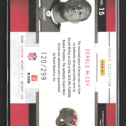 2010 Panini Threads Rookie Collection Gerald McCoy #15 Jersey Patch /299