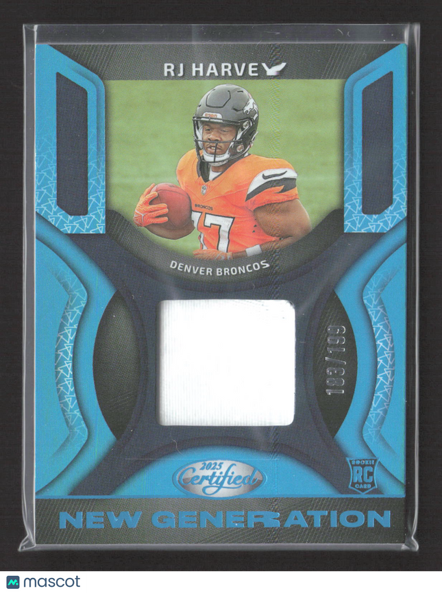 2025 Panini Certified New Generation RJ Harvey #NGJ-RHY 183/199 RC Jersey