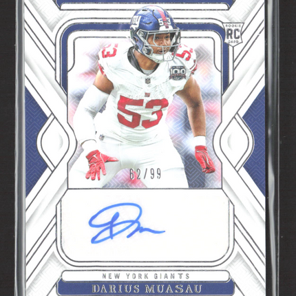 2024 Panini National Treasures Darius Muasau #137 62/99 RC Auto