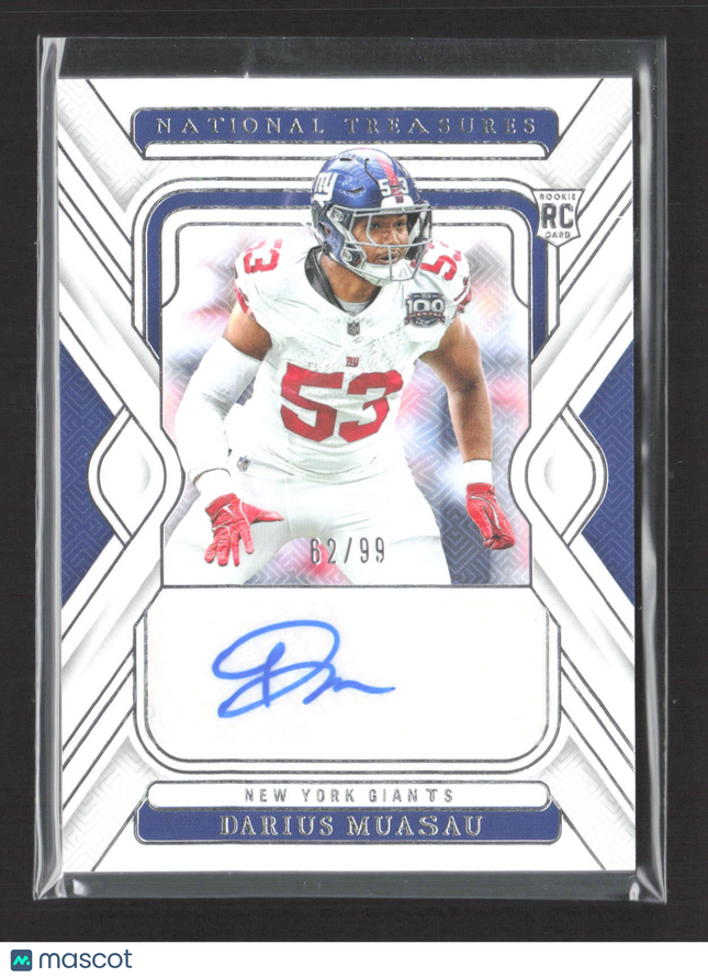2024 Panini National Treasures Darius Muasau #137 62/99 RC Auto