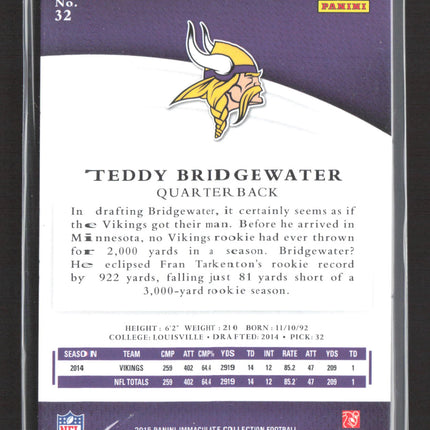 2015 Panini Immaculate Collection Teddy Bridgewater #32 94/99