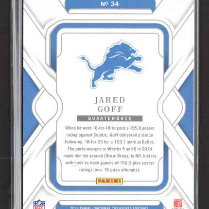 2025 Panini National Treasures Football Jared Goff #34 75/99
