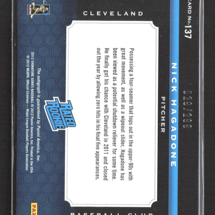 2012 Panini Signature Nick Hagadone #137 MLB Players Choice Patch Auto /670
