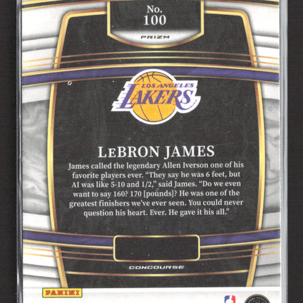 2022 Panini Select Prizm Concourse LeBron James #100 Orange Flash