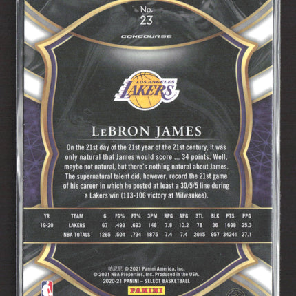 2021 Panini Select Concourse LeBron James #23 Blue