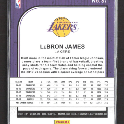 2020 Panini NBA Hoops Premium Stock LeBron James #87