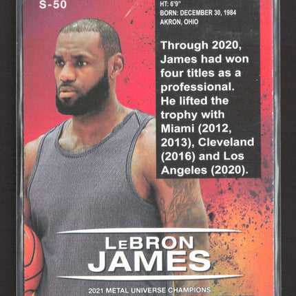 2021 SkyBox Metal Universe Champions LeBron James #S-50