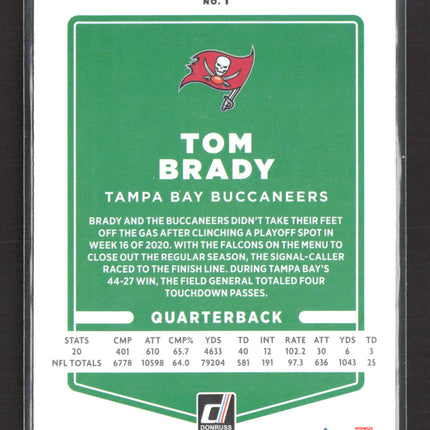 2021 Panini Donruss Tom Brady #1 Press Proof Blue