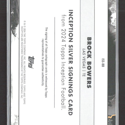 2024 Topps Inception Football Brock Bowers #ISS-BB Silver Signings 20/50 Auto
