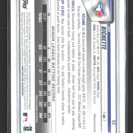 2020 Bowman Bo Bichette #52 RC
