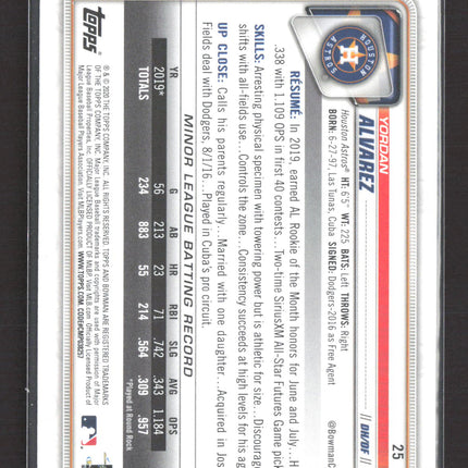 2020 Topps Bowman Yordan Alvarez #25 RC