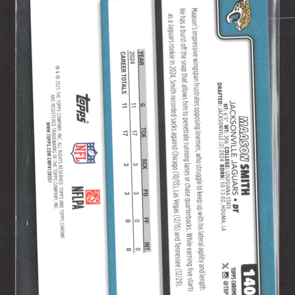 2025 Topps Chrome Maason Smith #140 Gold Leather Refractor 21/50