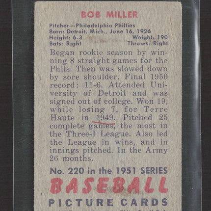 1951 Bowman Bob Miller #220