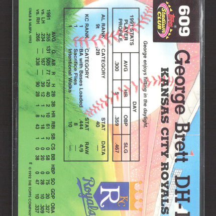 1992 Topps Stadium Club Members Choice George Brett #609