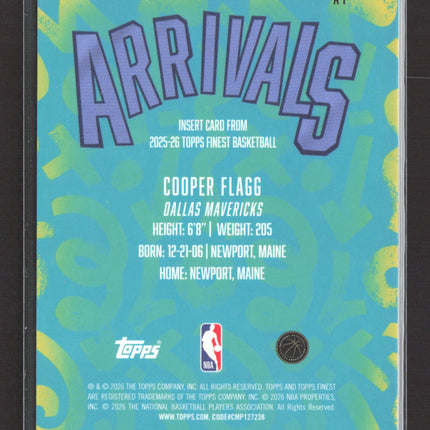 2026 Topps Finest Arrivals Cooper Flagg #A-1 RC 03/10 Red Geometric Refractor