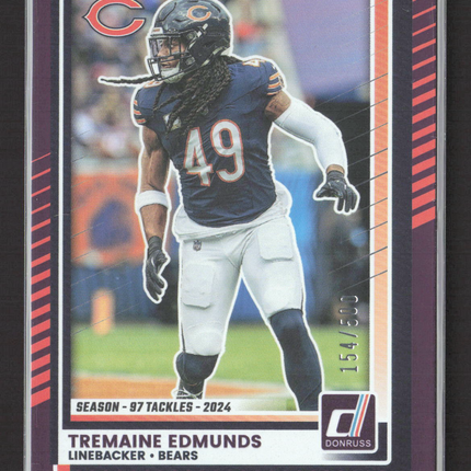 2025 Panini Donruss Football Tremaine Edmunds #239 Purple 154/500
