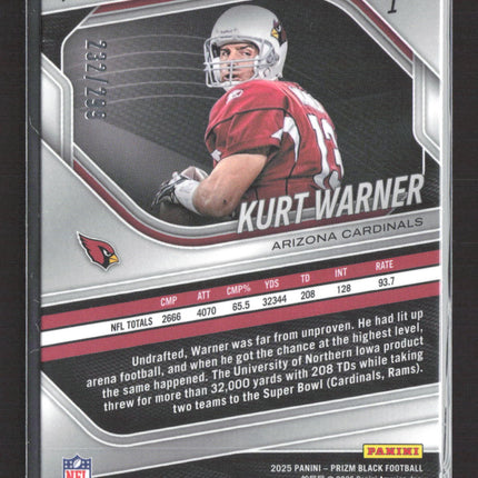 2026 Panini Prizm Black Kurt Warner #1 Red 232/299