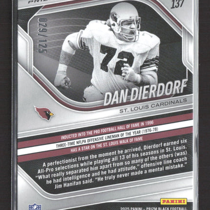 2026 Panini Prizm Black Dan Dierdorf #137 Blue Ice 029/125