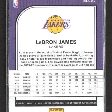 2020 Panini NBA Hoops Premium Stock LeBron James #87