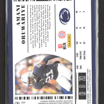 2019 Panini Contenders Draft Picks Amani Oruwariye #187 College Ticket Auto