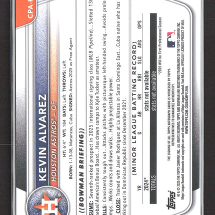 2025 Bowman Chrome Kevin Alvarez #CPA-KA Gold Shimmer Auto /50 1st Bowman