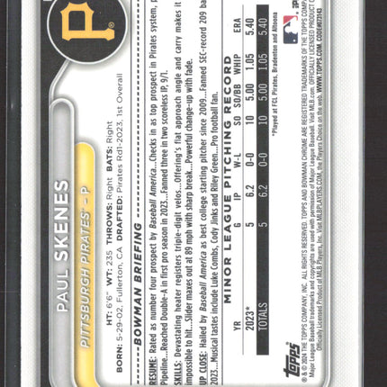 2024 Bowman Chrome Paul Skenes #BCP-125