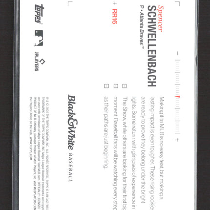 2025 Topps Black & White Baseball Spencer Schwellenbach #RR16 RC