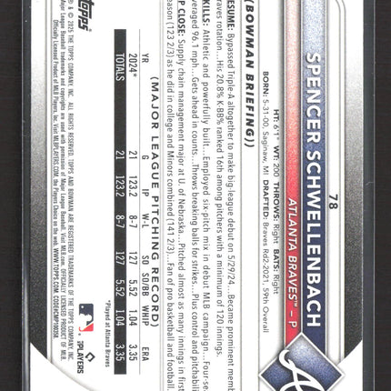 2025 Topps Bowman Spencer Schwellenbach #78 RC