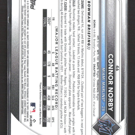 2025 Topps Bowman Chrome Connor Norby #46 Mojo RC