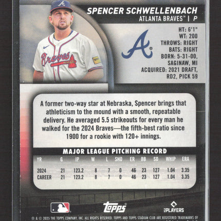 2025 Topps Stadium Club Spencer Schwellenbach #93 Black and White