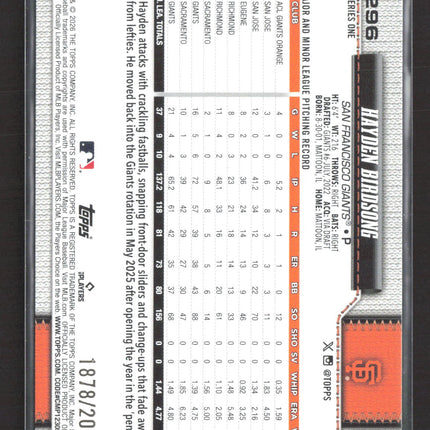 2026 Topps Series One Hayden Birdsong #296 Gold /2026