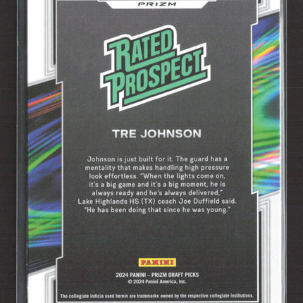 2024 Panini Prizm Draft Picks Tre Johnson #15 Tiger Stripe