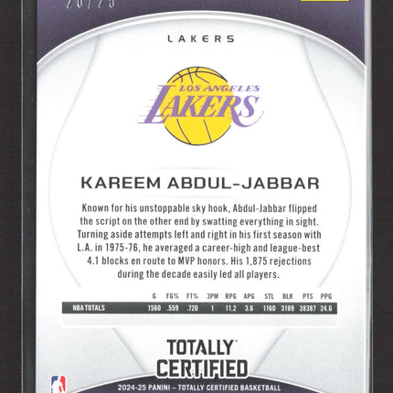 2025 Panini Totally Certified Kareem Abdul-Jabbar #194 White 20/25