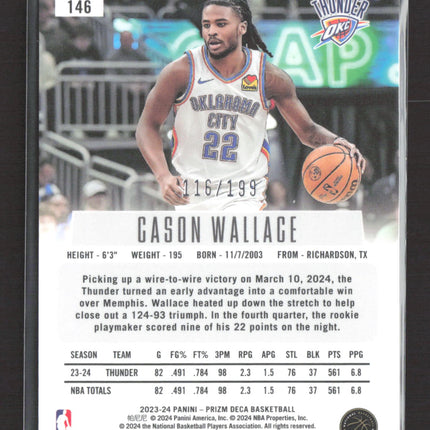 2024 Panini Prizm Deca Cason Wallace #146 Red 116/199 RC