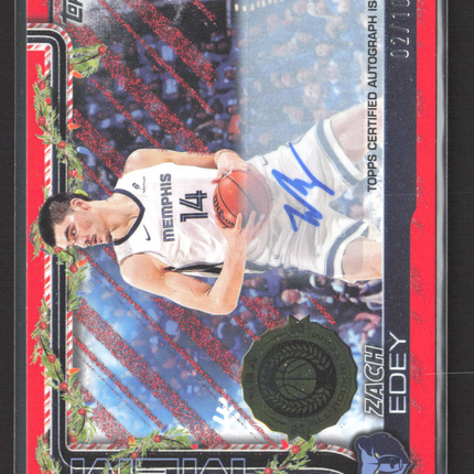 2025 Topps Holiday Mega Basketball Zach Edey #H150 Red Auto /10
