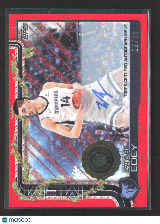 2025 Topps Holiday Mega Basketball Zach Edey #H150 Red Auto /10